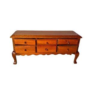 Vintage Dollhouse Miniature Mahogany Dresser With Six 6 Drawers